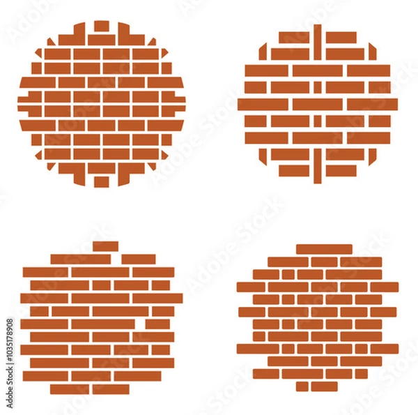 Obraz Collection Set Brick Wall Structure Logotype