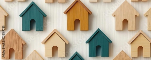 Fototapeta Closeup of housing development funding applications, representing solutions for affordable housing financing during a recession, 3D illustration