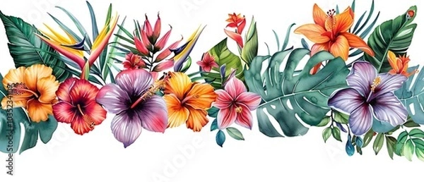 Obraz Vibrant Watercolor Floral Arrangement for Design Projects