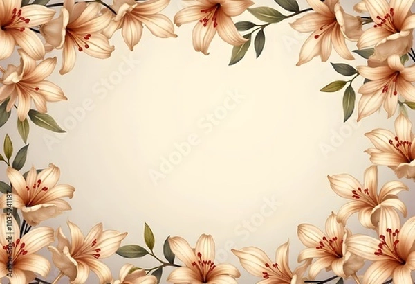 Fototapeta Floral border frame card template. Golden gradient on white background.Vector design illustration. for bunner, wedding card. Rectangle corners sides decoration.

