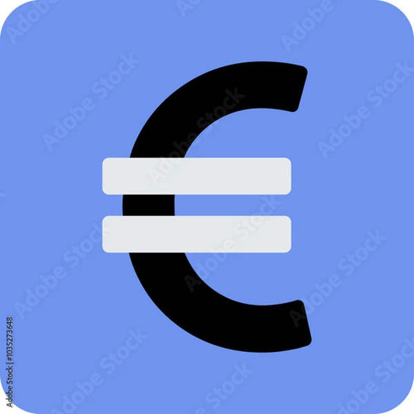 Fototapeta Abstract colorful flat icon design for euro currency mobile application - UI  design
