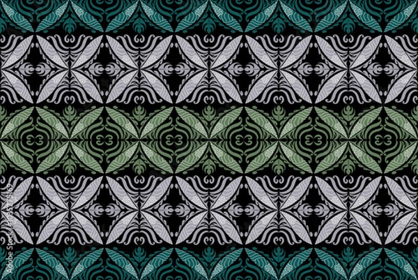 Fototapeta Damask seamless pattern. Design for textile, fabric, clothing, wallpaper, wrapping, cushion art ornament and decoration.
