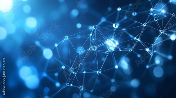 Fototapeta Geometric abstract background with connected dots and lines. Molecular structure and communication. Digital technology background and network connection. 