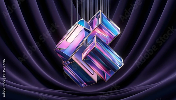 Obraz Abstract geometric blocks on black background, 3d render