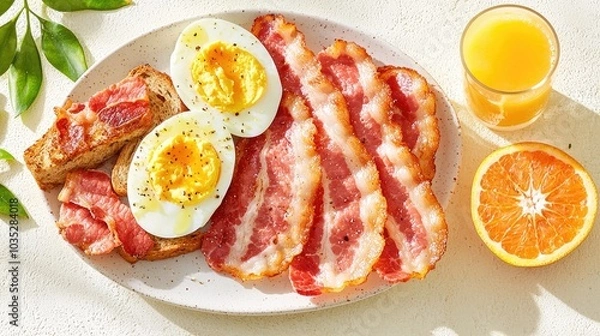 Fototapeta Breakfast Spread From Above