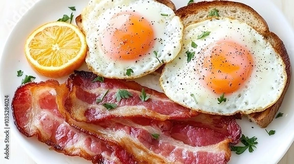 Fototapeta Breakfast Spread from Top Down View