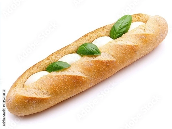 Fototapeta Fresh Tomato and Mozzarella on Artisan Bread