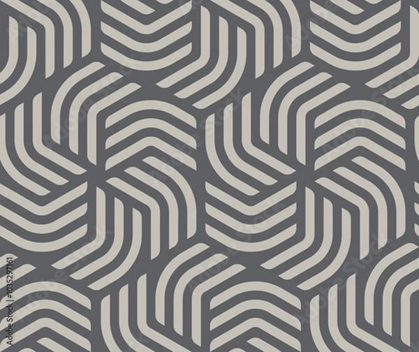 Obraz Vector geometric fabric waves seamless texture. Grey colour background.