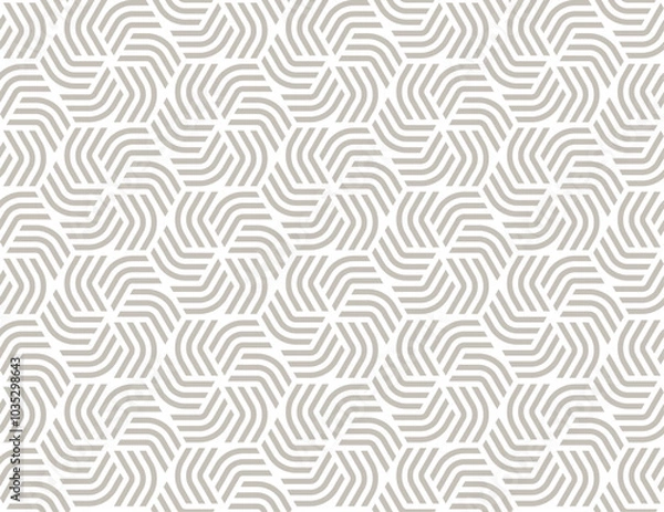 Obraz Vector geometric fabric waves seamless texture. Cream colour background.