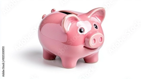 Fototapeta A photostock images of a pink piggy bank, isolated on white background, High Quality