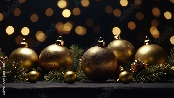 Fototapeta Christmas Decoration on Dark Background. Generative ai