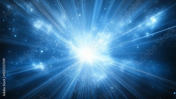 Fototapeta Cosmic Energy Burst A Captivating Display of Light, Motion, and Particles in Blue Tones