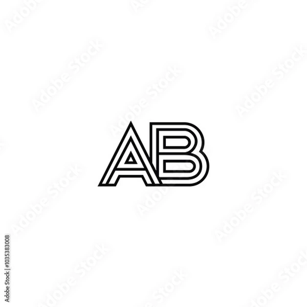Fototapeta AB monogram logo design letter text name symbol monochrome logotype alphabet character simple logo