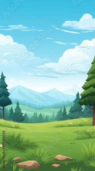 Fototapeta Background for Casual Mobile Game: Vertical Format for Menu Screen and Game Levels, in-Game Setting