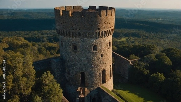 Fototapeta A breathtaking archer tower at dawn creates a magical scene filled with promise and beauty