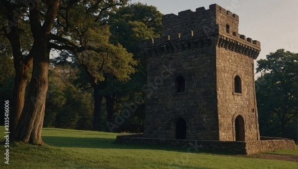 Fototapeta A charming archer tower stands as a reminder of the past and present