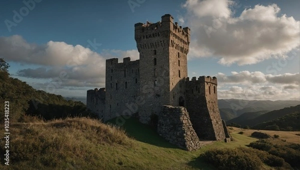 Obraz A delightful archer tower surrounded by blooming flowers