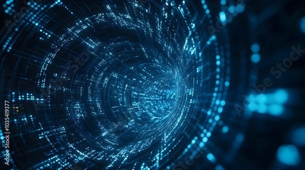 Fototapeta Captivating Cyber Vortex Dynamic Digital Tunnel of Futuristic Neon Lights and Data Streams