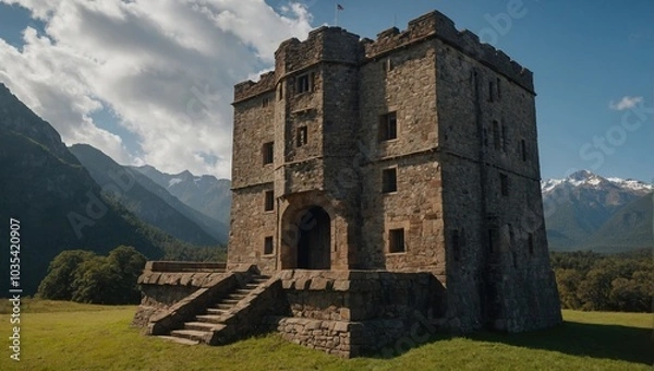 Obraz A lonely archer tower overlooking the ocean