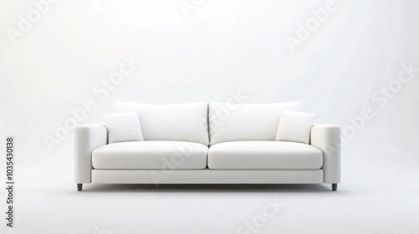 Fototapeta Modern White Couch in Bright Minimalist Room