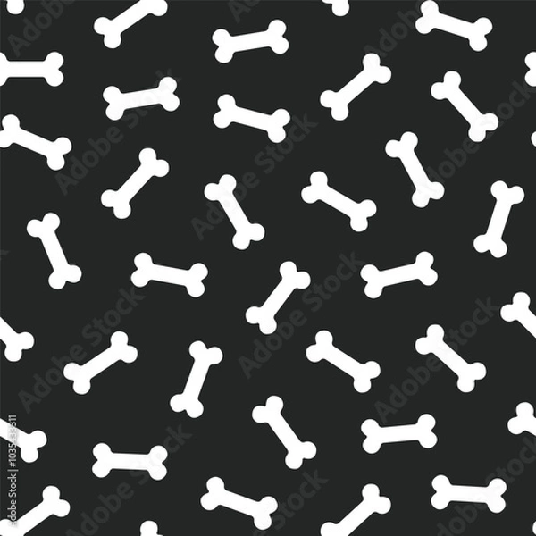 Fototapeta Seamless pattern of collection of scattered bones on black background