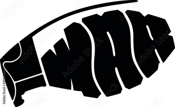 Fototapeta Calligram of word war in a pineapple grenade shape