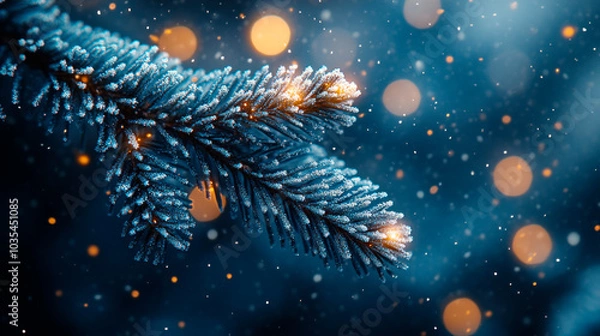 Fototapeta Fir tree branch in ice crust
