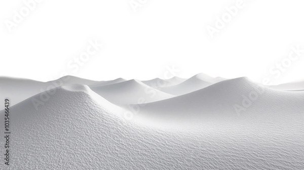 Fototapeta Snowdrift isolated. Snow landscape decoration, frozen hills. White snow covered hill with a few small snow piles. Empty snow banks field. Transparent background. Christmas illustration