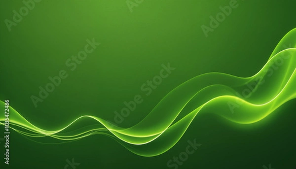 Fototapeta Abstract green wave design with light trails, ideal for backgrounds, technology, and nature-themed projects.