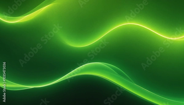 Fototapeta An abstract composition featuring smooth green waves with luminous accents, ideal for digital backgrounds, environmental themes, or modern design projects.