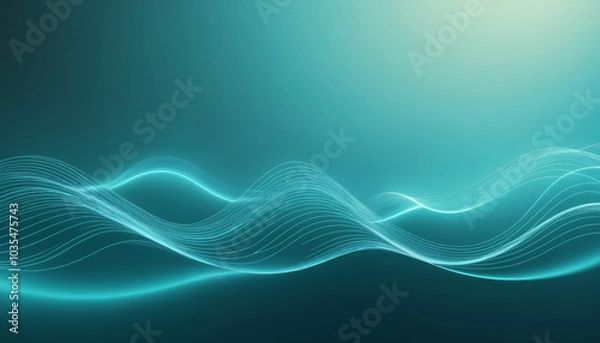 Fototapeta An abstract representation of flowing waves in teal and blue, ideal for backgrounds, tech designs, and relaxation themes.