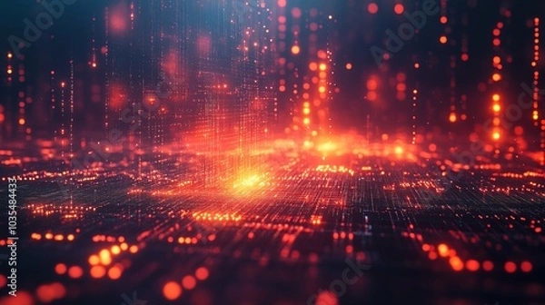 Fototapeta Abstract Digital Network with Glowing Lights 
