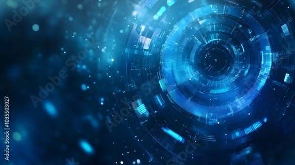 Fototapeta Blue technology background and abstract digital tech circle.copy space. 