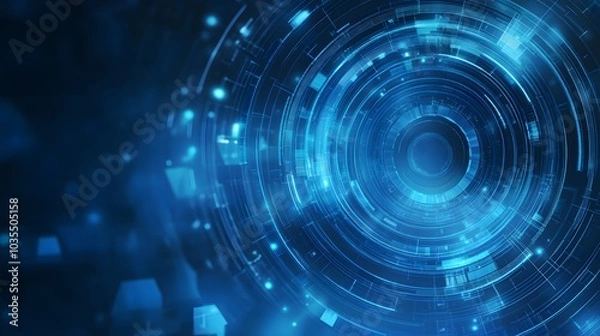 Fototapeta Blue technology background and abstract digital tech circle.copy space. 