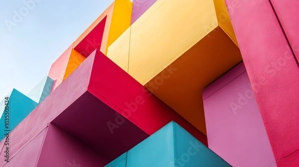 Fototapeta Abstract Colorful Geometric Architecture Facade