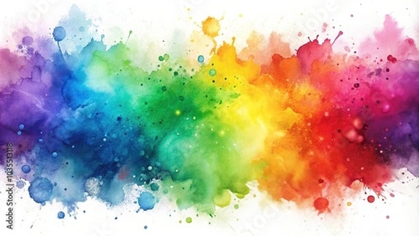 Obraz abstract rainbow watercolor background with splatter aerial view