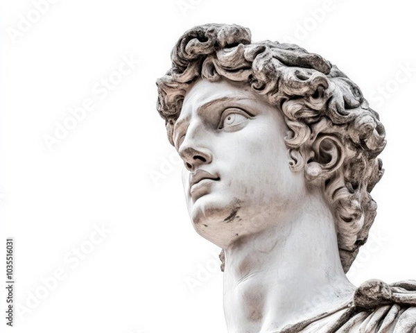 Fototapeta Apollo Statue. Renaissance Eye Aesthetic. Ancient Sculpture of Apollo Isolated on White