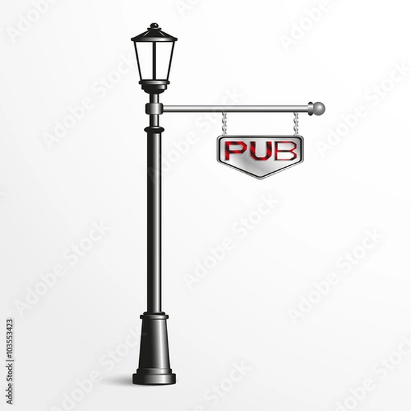 Obraz Street post with a sign. Vector illustration.