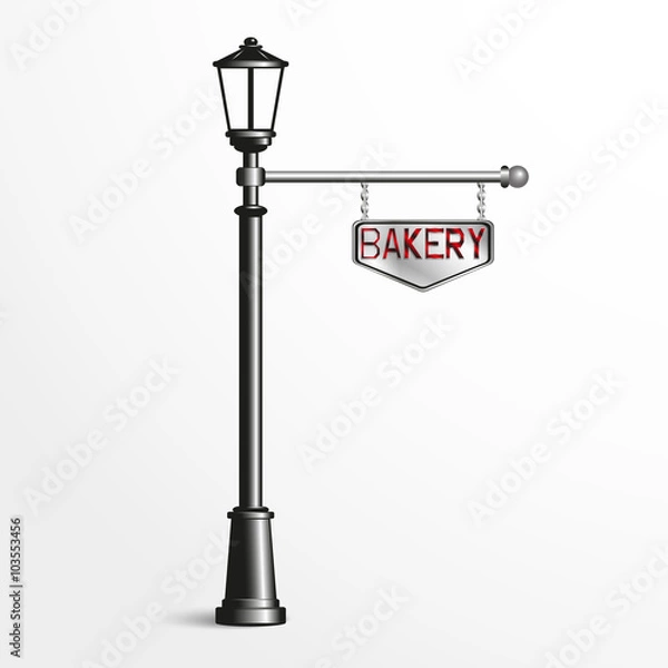 Obraz Street post with a sign. Vector illustration.