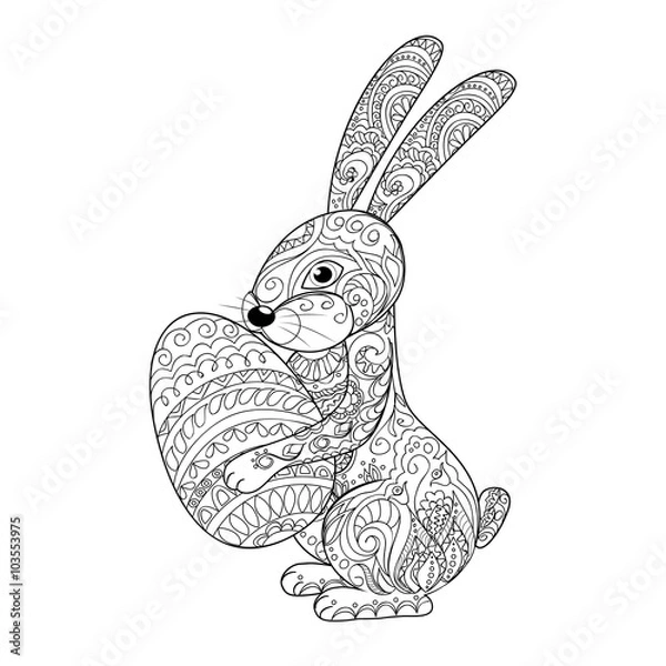 Obraz cartoon rabbit with egg