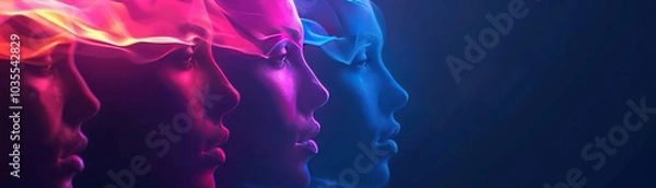 Fototapeta A Close-up Shot of a Abstract group of people with modern, colorful gradients