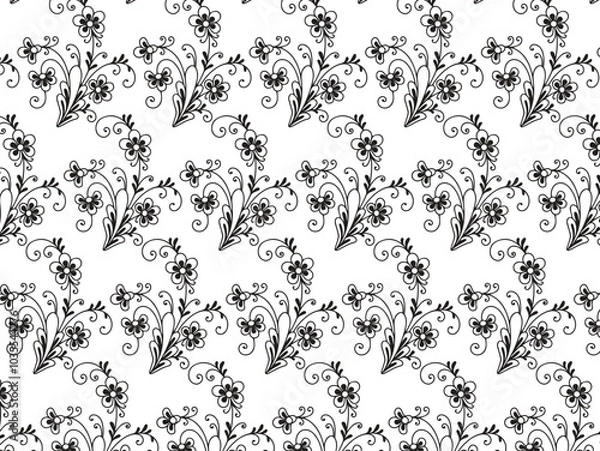 Fototapeta a seamless pattern with black flowers on a white background