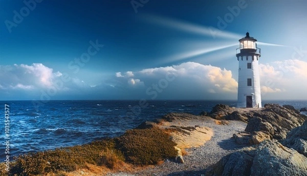Obraz The lighthouse and waves create a harmonious melody.  