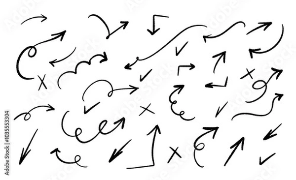 Fototapeta Scrawls and scribbles. Direction pointers arrows. Vector design.