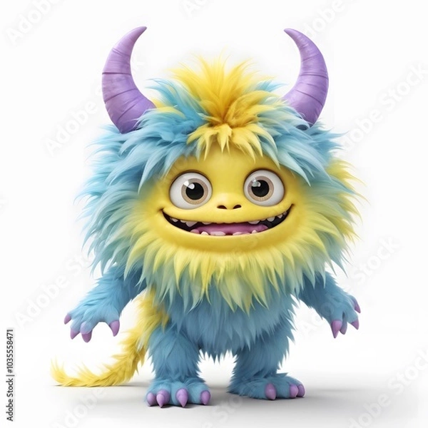 Fototapeta Cute monster and demon on white background Created with Generative AI technology.