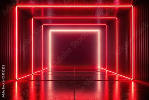 Obraz Abstract futuristic background with neon red lights
