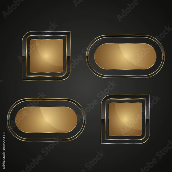 Fototapeta Four Luxury buttons vector style in premium. and VIP luxury button Play. 4 Vector web buttons isolated on white background