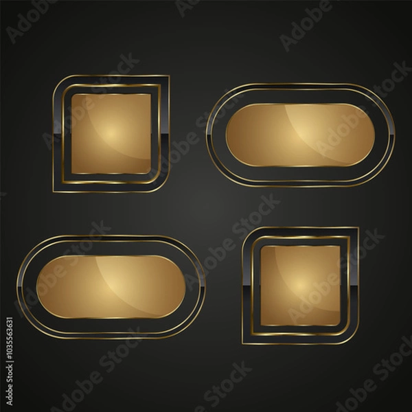 Fototapeta Four Luxury buttons vector style in premium. and VIP luxury button Play. 4 Vector web buttons isolated on white background