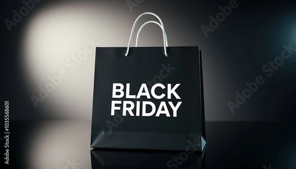 Obraz Exclusive Black Friday Shopping Bag in Luxury Spotlight, Ai generated Images