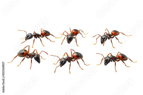 Fototapeta Close-Up of Ants Isolated on a transparent Background for Scientific and Educational Use in Presentations